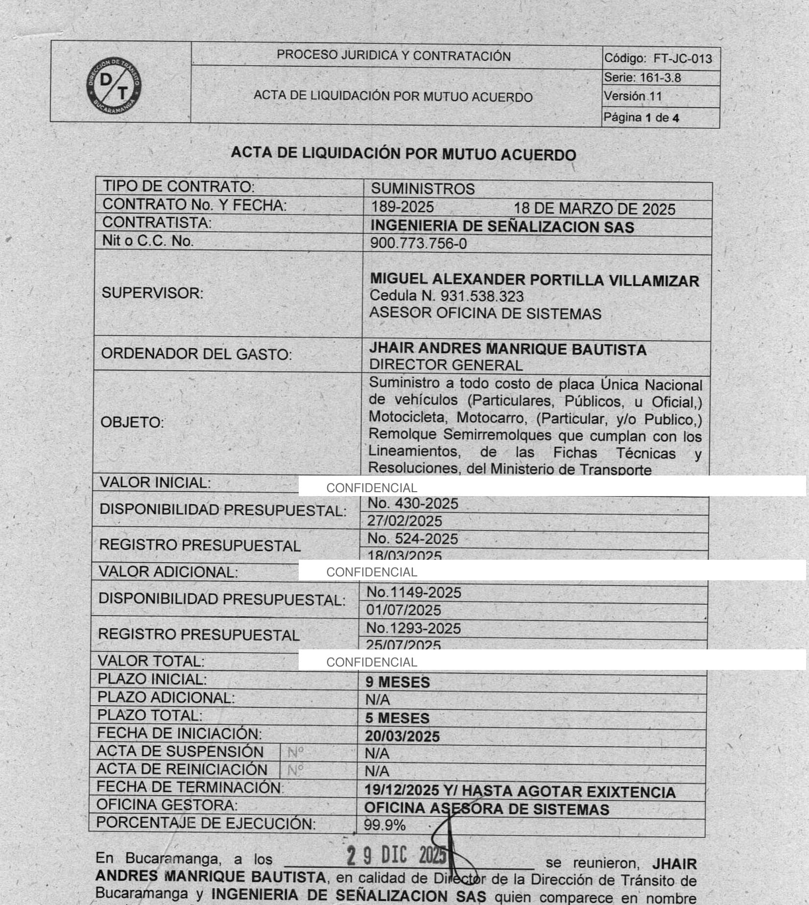 Liquidación Bucaramanga